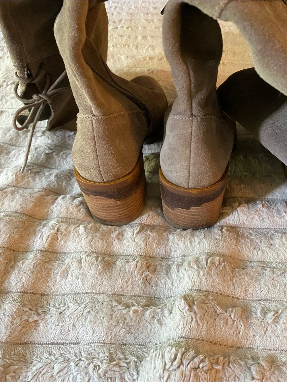 NWOT, Women's Taupe Suede Knee-High Boots-
